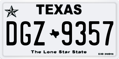 TX license plate DGZ9357