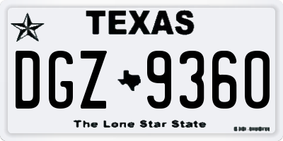 TX license plate DGZ9360
