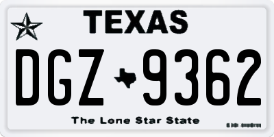 TX license plate DGZ9362