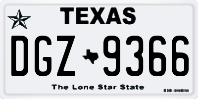 TX license plate DGZ9366
