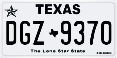 TX license plate DGZ9370