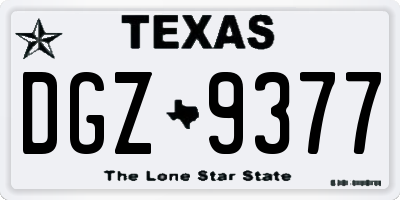 TX license plate DGZ9377