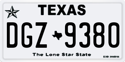 TX license plate DGZ9380