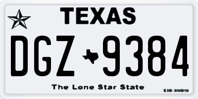 TX license plate DGZ9384