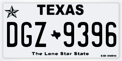 TX license plate DGZ9396