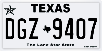 TX license plate DGZ9407
