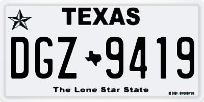 TX license plate DGZ9419