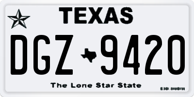 TX license plate DGZ9420