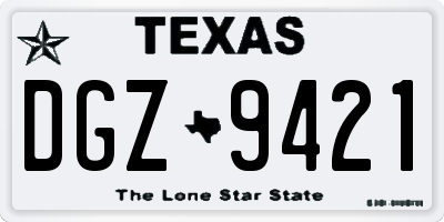 TX license plate DGZ9421