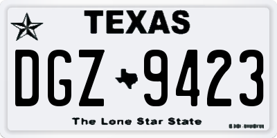 TX license plate DGZ9423