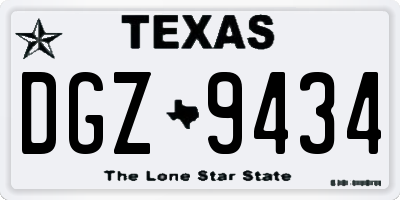 TX license plate DGZ9434