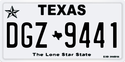 TX license plate DGZ9441