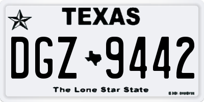 TX license plate DGZ9442