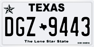 TX license plate DGZ9443
