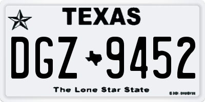 TX license plate DGZ9452