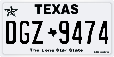 TX license plate DGZ9474