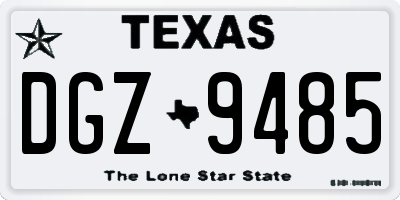 TX license plate DGZ9485