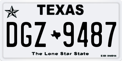 TX license plate DGZ9487