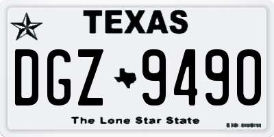 TX license plate DGZ9490