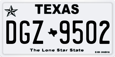 TX license plate DGZ9502