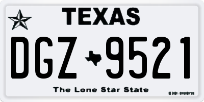 TX license plate DGZ9521