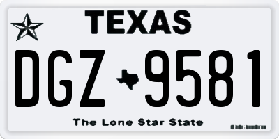 TX license plate DGZ9581