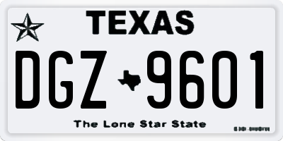 TX license plate DGZ9601