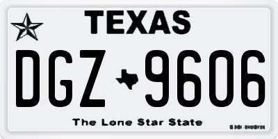 TX license plate DGZ9606