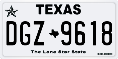 TX license plate DGZ9618
