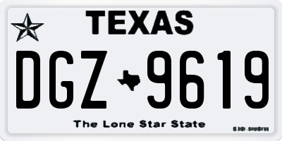 TX license plate DGZ9619