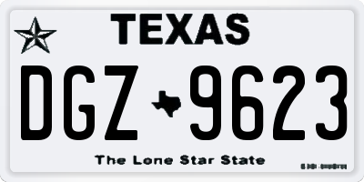 TX license plate DGZ9623
