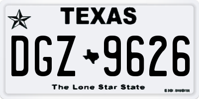 TX license plate DGZ9626