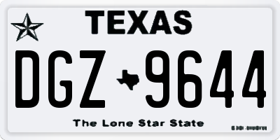 TX license plate DGZ9644