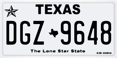 TX license plate DGZ9648