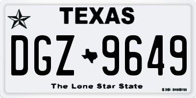 TX license plate DGZ9649