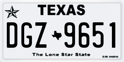 TX license plate DGZ9651