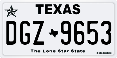 TX license plate DGZ9653
