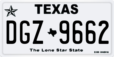 TX license plate DGZ9662