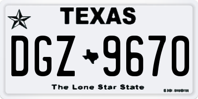 TX license plate DGZ9670