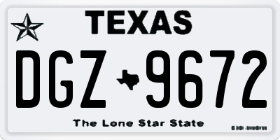 TX license plate DGZ9672