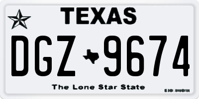 TX license plate DGZ9674