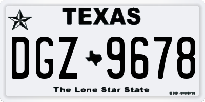 TX license plate DGZ9678