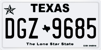 TX license plate DGZ9685