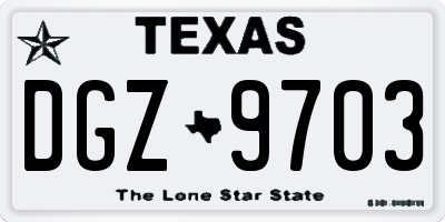 TX license plate DGZ9703