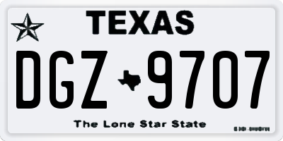 TX license plate DGZ9707