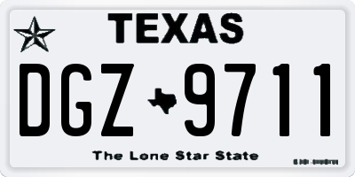TX license plate DGZ9711