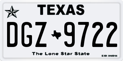 TX license plate DGZ9722