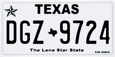TX license plate DGZ9724