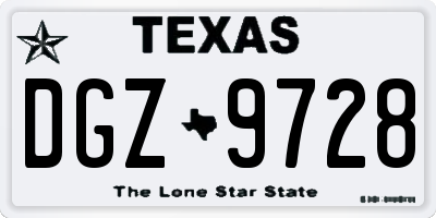 TX license plate DGZ9728