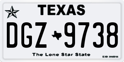 TX license plate DGZ9738